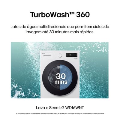 Lava e Seca LG Smart WD16WNTS6B 16kg 127V Branca Inteligência Artificial AI DD Branco / 110