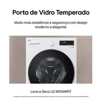 Lava e Seca LG Smart WD16WNTS6B 16kg 127V Branca Inteligência Artificial AI DD Branco / 110