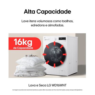 Lava e Seca LG Smart WD16WNTS6B 16kg 127V Branca Inteligência Artificial AI DD Branco / 110