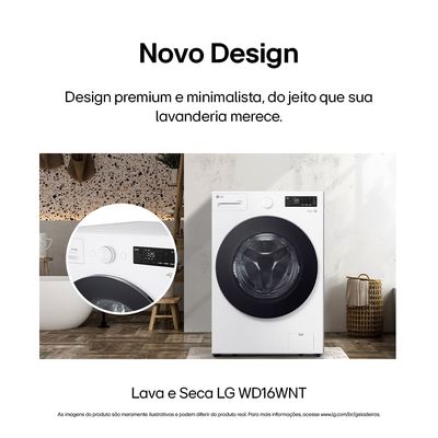 Lava e Seca LG Smart WD16WNTS6B 16kg 127V Branca Inteligência Artificial AI DD Branco / 110