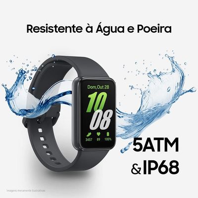 Samsung Galaxy Fit3 Grafite Display de 1.6 AMOLED colorido, Bluetooth, Design Premium em Alumínio, Mais De 100 Exercícios e Resistente à Água e Poeira
