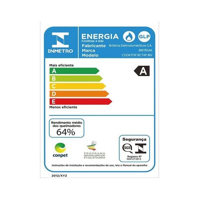 Cooktop a Gás Britânia 4 Bocas BCT4P Bivolt – Preto