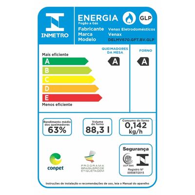 Fogao 6 Bocas Venax Delplus Vitreo Bl Grafite Gas Glp
