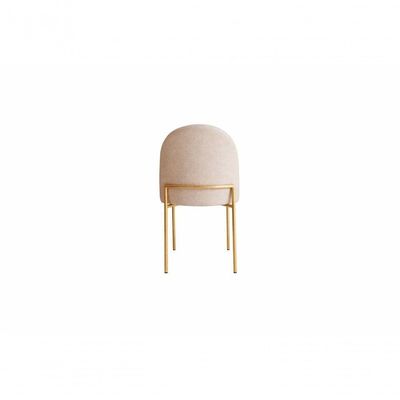 Cadeira Jantar Cecilia Pé Metal Dourado Reforçada Linho Base Dourada-linho Bege