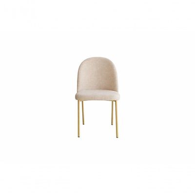 Cadeira Jantar Cecilia Pé Metal Dourado Reforçada Linho Base Dourada-linho Bege
