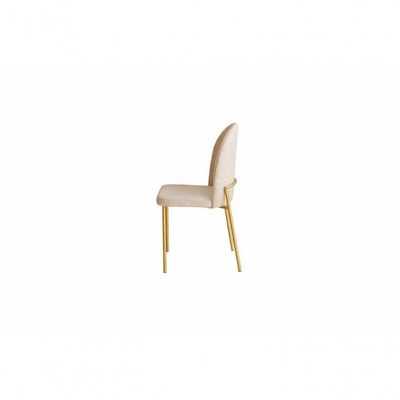 Cadeira Jantar Cecilia Pé Metal Dourado Reforçada Linho Base Dourada-linho Bege