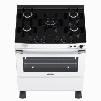 Fogao 5 Bocas Venax Gaudi Vetro Vitreo Branco Gas Glp 127 V
