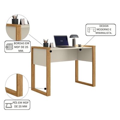 Mesa Escrivaninha Estudo Home Office Off White