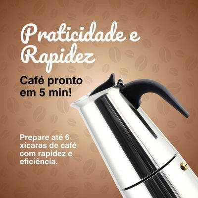 Cafeteira Italiana Inox Premium Para 6 Xícaras