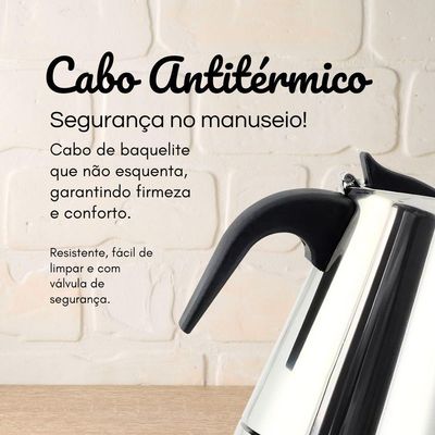 Cafeteira Italiana Inox Premium Para 6 Xícaras