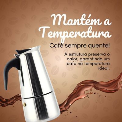 Cafeteira Italiana Inox Premium Para 6 Xícaras