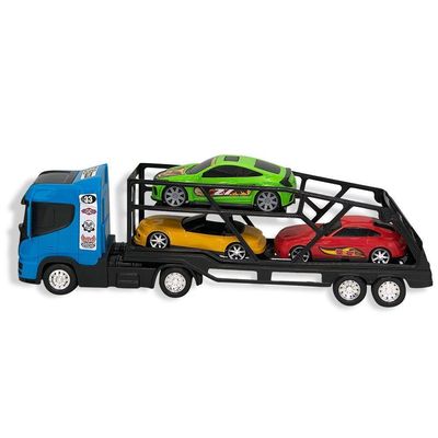 Caminhão Cegonha Grande Com 3 Mini Carros - Azul