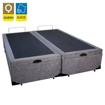 Cama Box Baú Queen Bipartido Suede Mega Cama Cinza 158x198x45cm