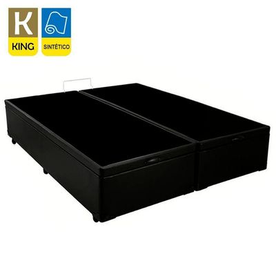 Cama Box Baú King Bipartido Sintético Mega Cama Preto 192x203x45cm