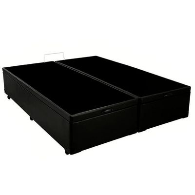 Cama Box Baú King Bipartido Sintético Mega Cama Preto 192x203x45cm