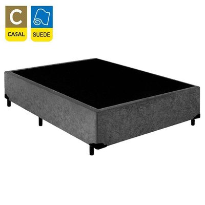 Cama Box Casal Suede Mega Cama Cinza 138x188x42cm