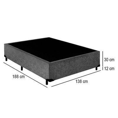 Cama Box Casal Suede Mega Cama Cinza 138x188x42cm
