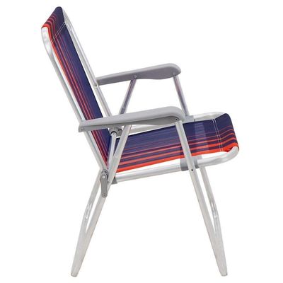 Kit 04 Cadeiras E Praia Tramontina Samoa Alta Em Alumínio Com Assento Azul Escuro E Laranja 92900000