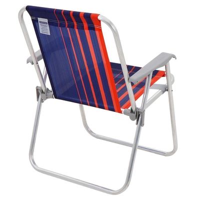 Kit 04 Cadeiras E Praia Tramontina Samoa Alta Em Alumínio Com Assento Azul Escuro E Laranja 92900000