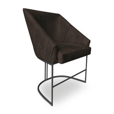 Kit 6 Poltronas Luxo Alana Suede Base Ferro Preto - Pallazio Cor Marrom