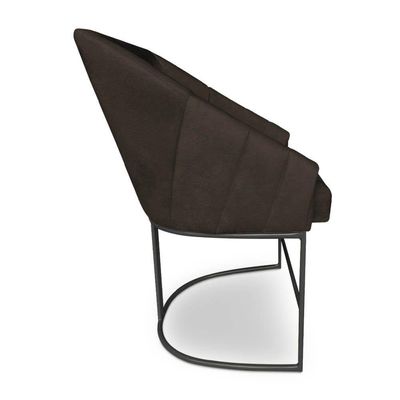 Kit 6 Poltronas Luxo Alana Suede Base Ferro Preto - Pallazio Cor Marrom
