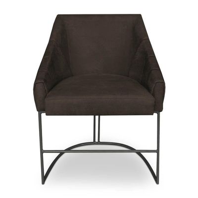 Kit 6 Poltronas Luxo Alana Suede Base Ferro Preto - Pallazio Cor Marrom