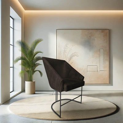 Kit 6 Poltronas Luxo Alana Suede Base Ferro Preto - Pallazio Cor Marrom