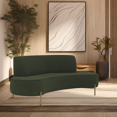 Sofá Orgânico 2 Lugares 150cm Argos Pés Ouro Fosco Linho Verde Musgo - Nexta Casa