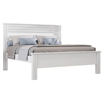 Cama Casal Com Painel Ripado - Verona-branco - Móveis Novo Horizonte