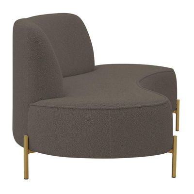 Sofá Orgânico 2 Lugares 150cm Argos Pés Ouro Fosco Bouclé Marrom - Nexta Casa