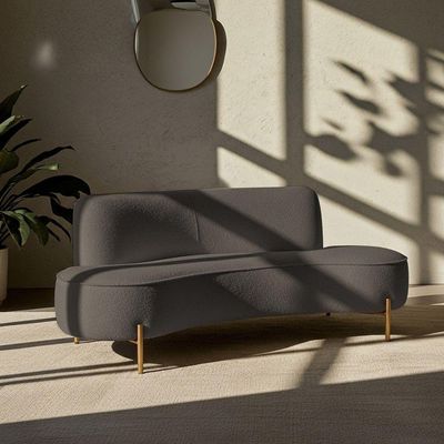Sofá Orgânico 2 Lugares 150cm Argos Pés Ouro Fosco Bouclé Marrom - Nexta Casa
