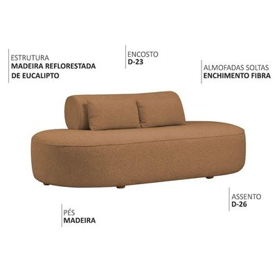 Sofá Orgânico Horizonte 3 Lugares 180cm Bouclé Terracota - Nexta Casa
