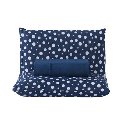 Jogo De Lençol Polly Queen 3 Peças Malha 100% Algodão Estampado Bolinhas - Azul Marinho