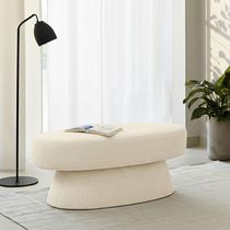 Banco Orgânico 102cm Liz Sala De Estar Bouclé Off White - Nexta Casa