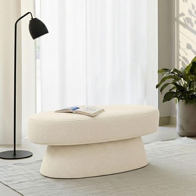 Banco Orgânico 102cm Liz Sala De Estar Bouclé Off White - Nexta Casa