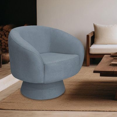 Poltrona Decorativa Liz Giratória Bouclé Azul Claro - Nexta Casa