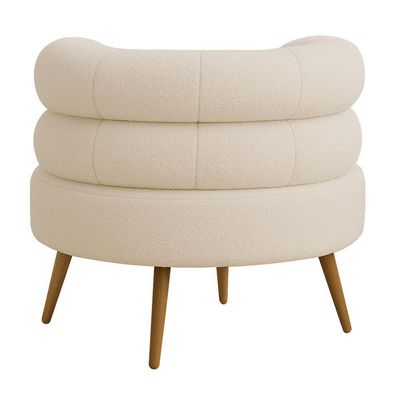Poltrona Minimalista Mabel Pés Palito Castanho Bouclé Off White - Nexta Casa