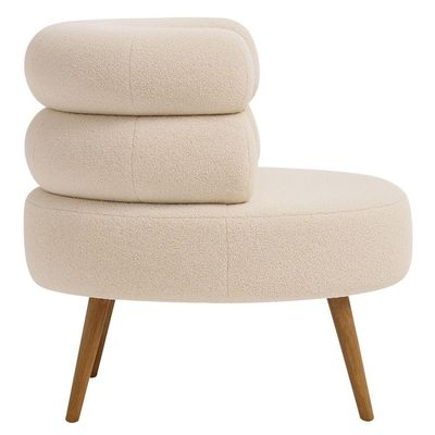 Poltrona Minimalista Mabel Pés Palito Castanho Bouclé Off White - Nexta Casa