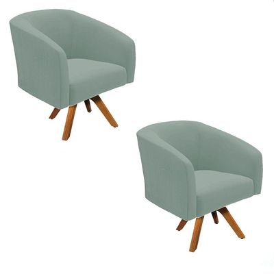 Kit 2 Poltronas Decorativas Stella Giratória Veludo Cotelê Verde D'Rossi