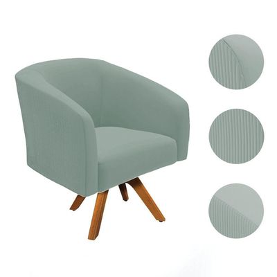Kit 2 Poltronas Decorativas Stella Giratória Veludo Cotelê Verde D'Rossi