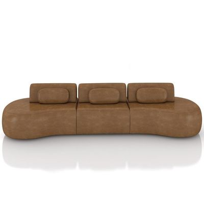 Sofá 4 Lugares 326cm Orgânico Mellanie Sintético Caramelo Z32 - Mpozenato