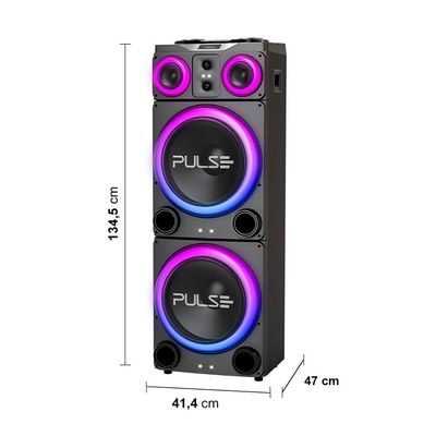 Caixa de Som Torre Pulse Double 15 SP515 com Bluetooth, USB e Iluminação LED - 3.500W RMS