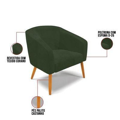 Kit 2 Poltronas Sala Decorativa Stella Verde Couro Sintético D'Rossi