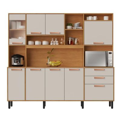 Kit Cozinha Compacta Itatiaia Nápoles 220cm Em Madeira Cinamomo-off White
