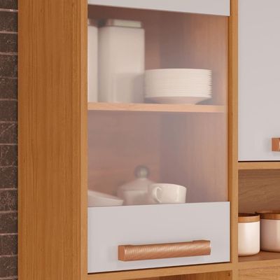 Kit Cozinha Compacta Itatiaia Nápoles 220cm Em Madeira Cinamomo-off White