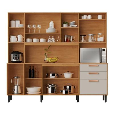 Kit Cozinha Compacta Itatiaia Nápoles 220cm Em Madeira Cinamomo-off White