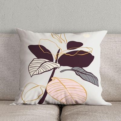 Kit Trio Capas De Almofadas Estampadas Em Veludo Suede 45cm X 45cm - Cor Uva