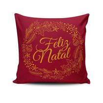 Kit Com 4 Almofadas Cheias Estampadas Natalinas 45cm X 45cm Com Enchimento Refil