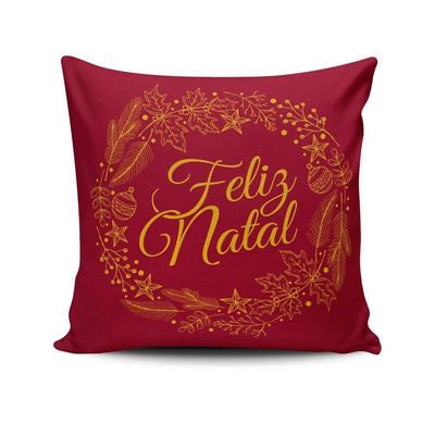Kit Com 4 Almofadas Cheias Estampadas Natalinas 45cm X 45cm Com Enchimento Refil