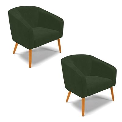 Kit 2 Poltronas Sala Decorativa Stella Verde Couro Sintético D'Rossi